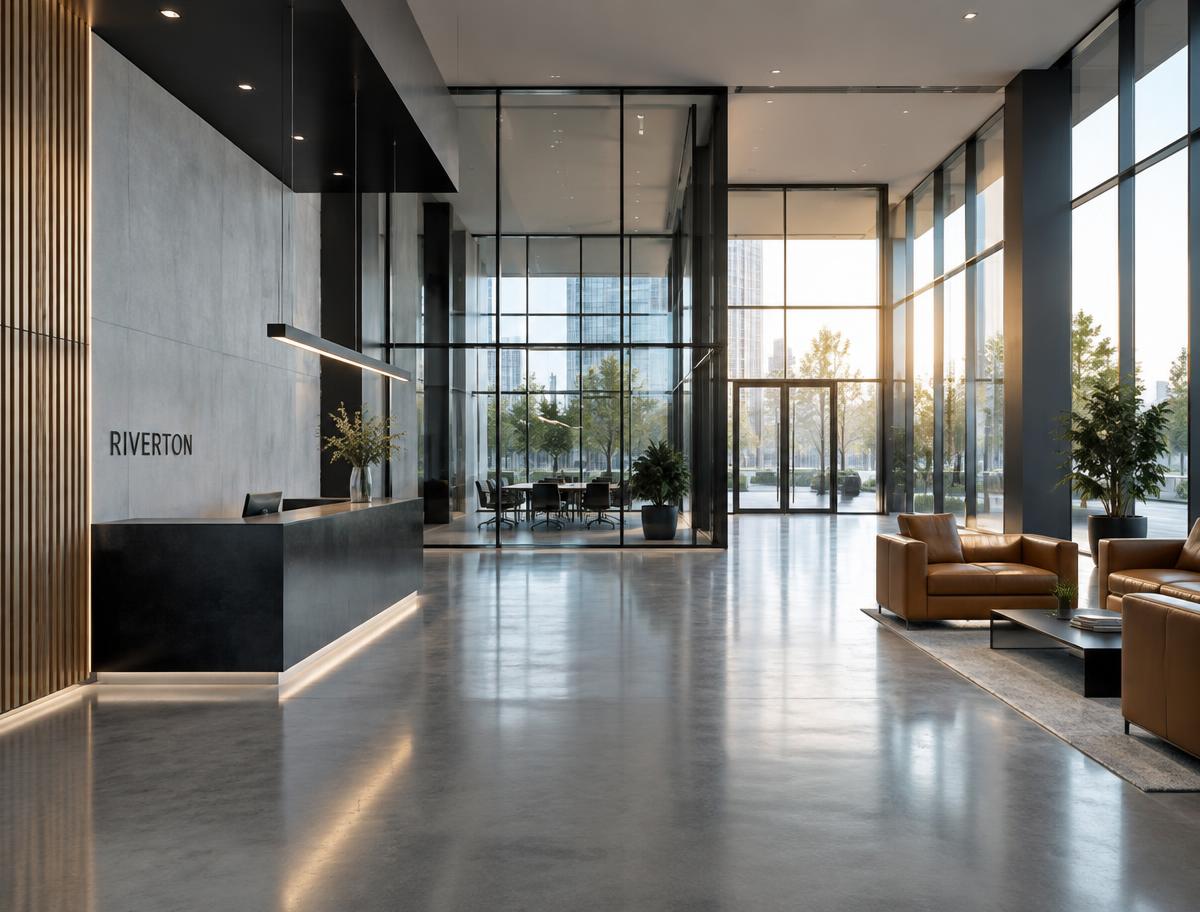 Pristine modern office lobby